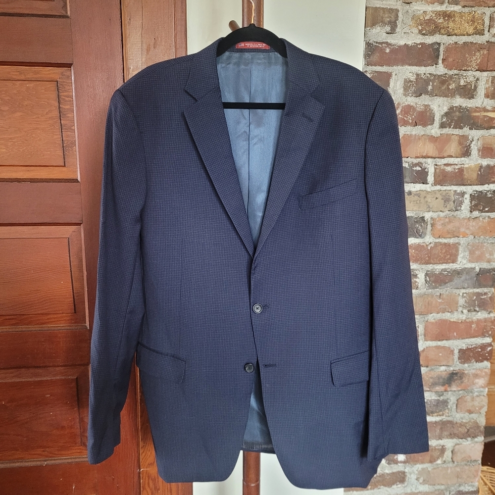 Hart Schaffner Marx Blue Checked Suit - Men's 46 - USA Made